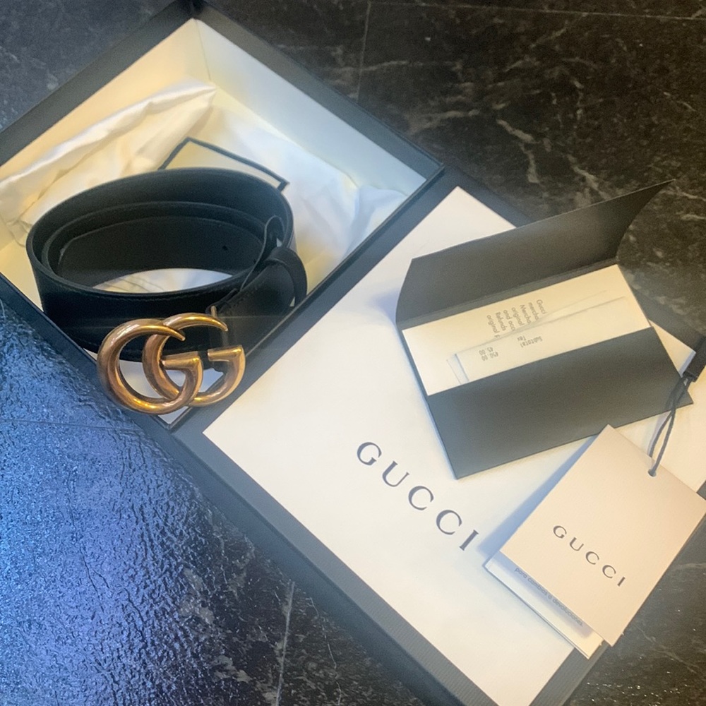 Gucci Black Belt with Gold Buckle